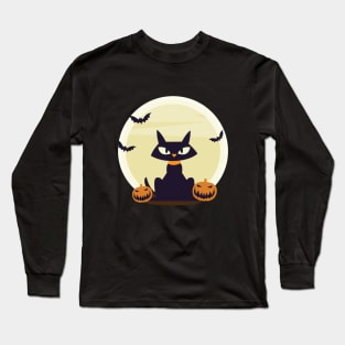 Black Cat Halloween Long Sleeve T-Shirt